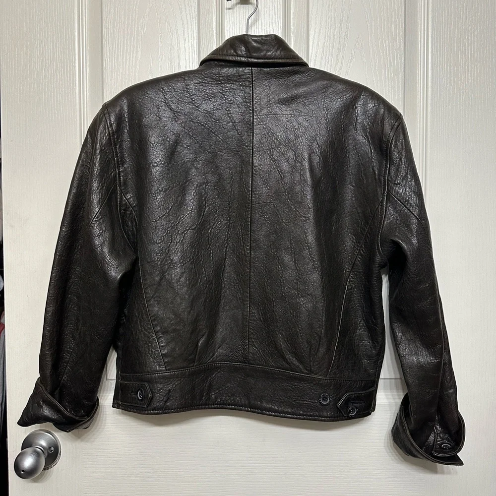Vintage brown leather jacket size M - Picture 4 of 14